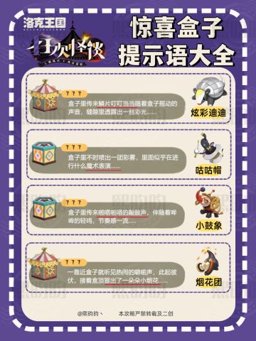 洛克王国｜惊喜盒16只精灵提示语合集