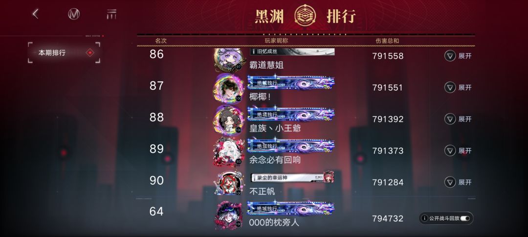 第一期黑渊 新城榜单记录 18
