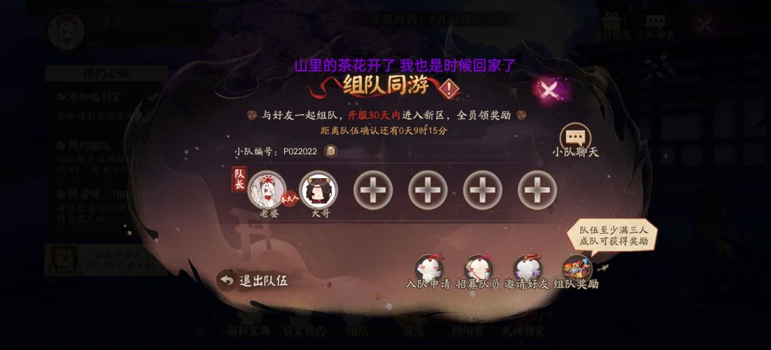 新区组队末班车 1