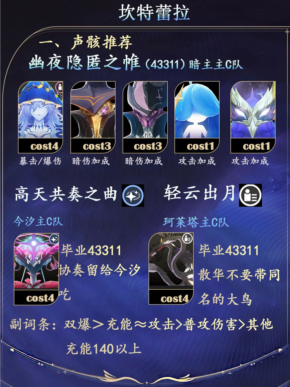 坎特蕾拉角色攻略(大白话版) 2
