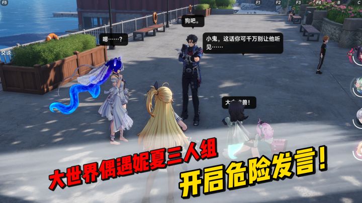 大世界偶遇妮夏三人组，开启危险发言！截图