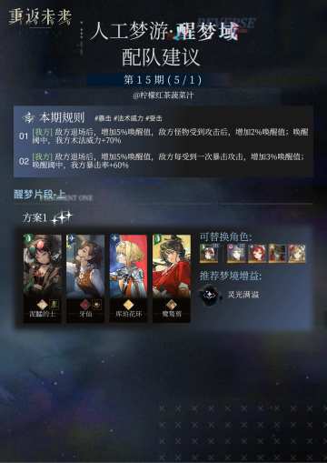 醒梦域 第15期 (5/1) 配队建议[互助贴]