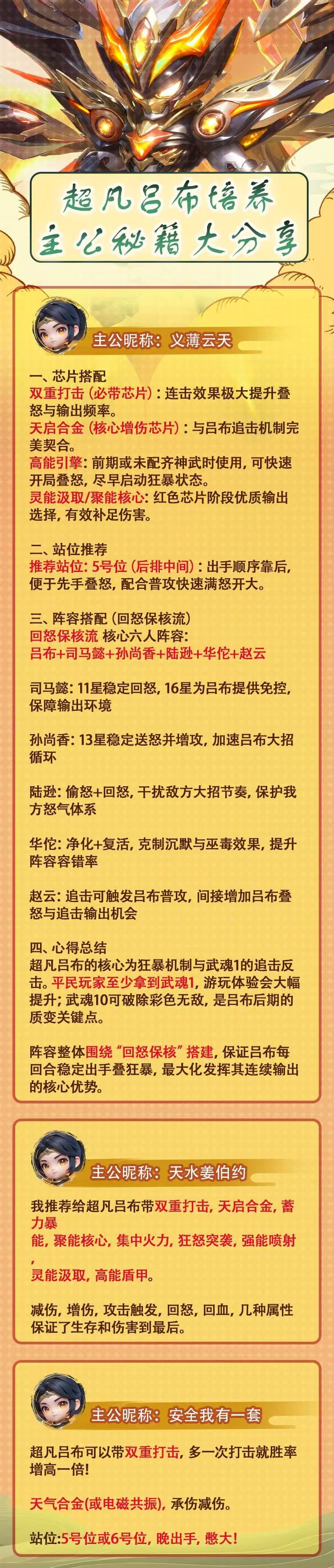 【玩家分享】超凡吕布的培养秘籍，全套干货速看~截图