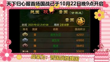 《新征战》天下归心服首场国战战报