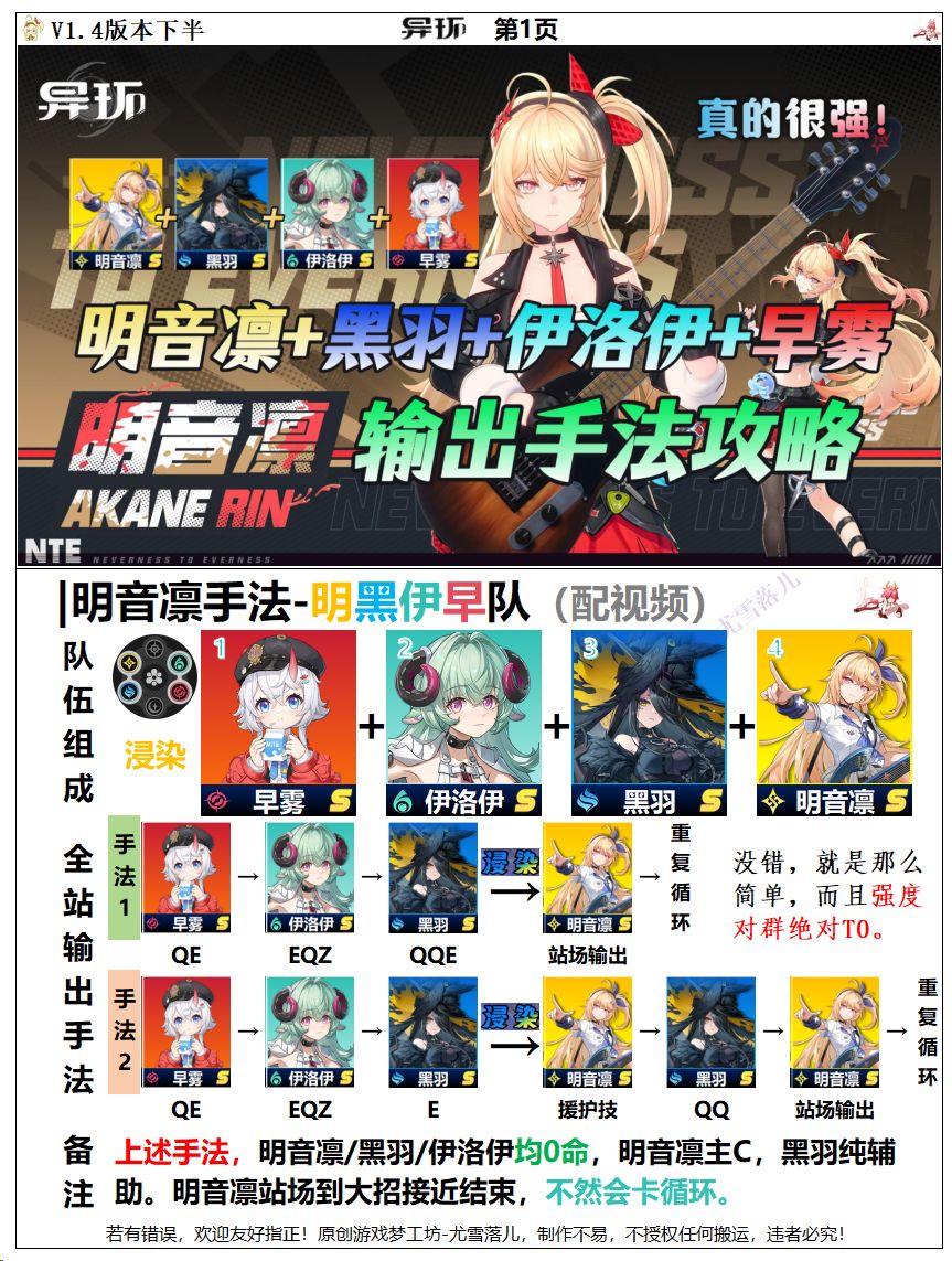异环攻略:明音凛+黑羽+伊洛伊+早雾手法 1