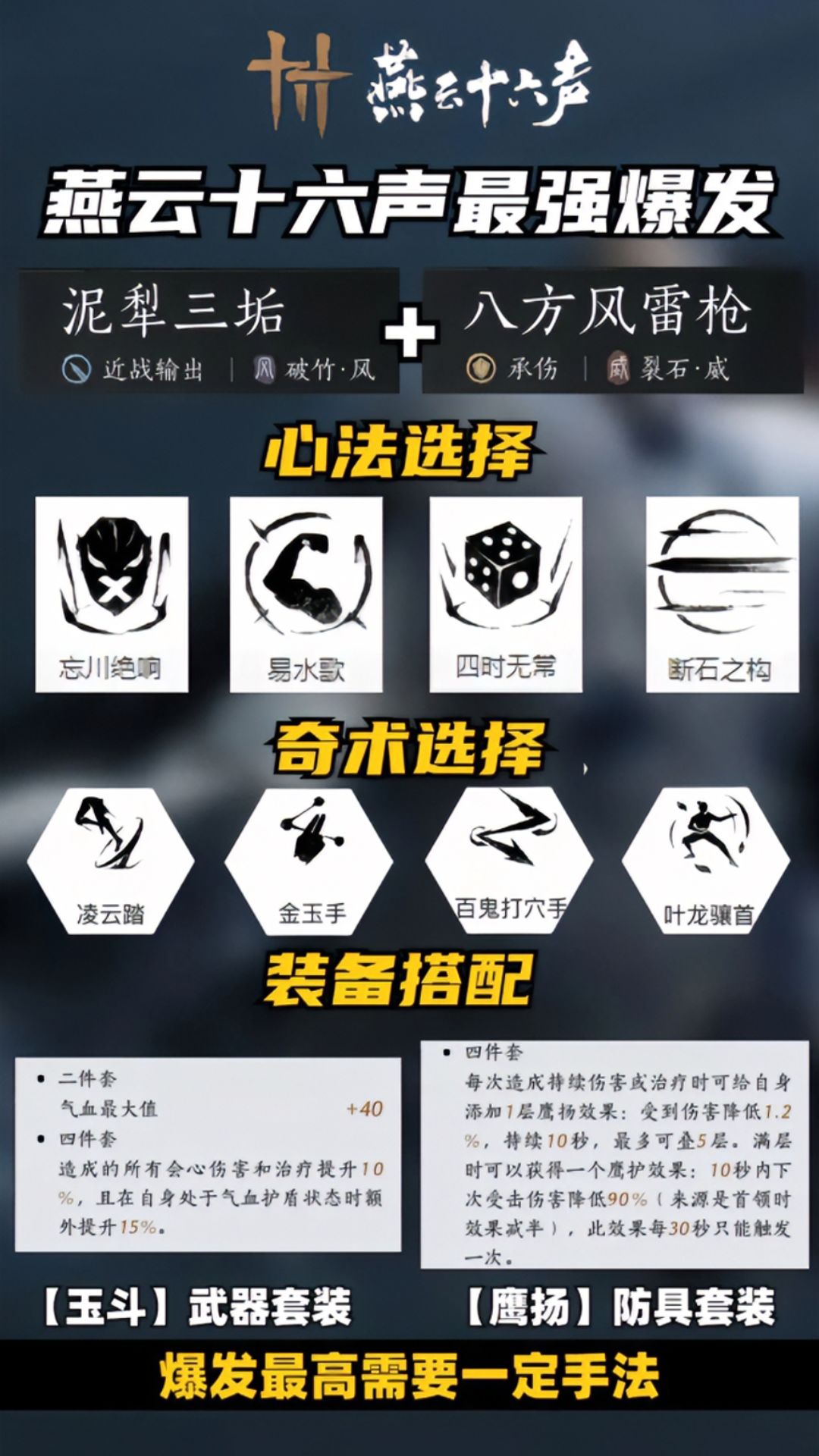 燕云十六声T0武器心法搭配 2
