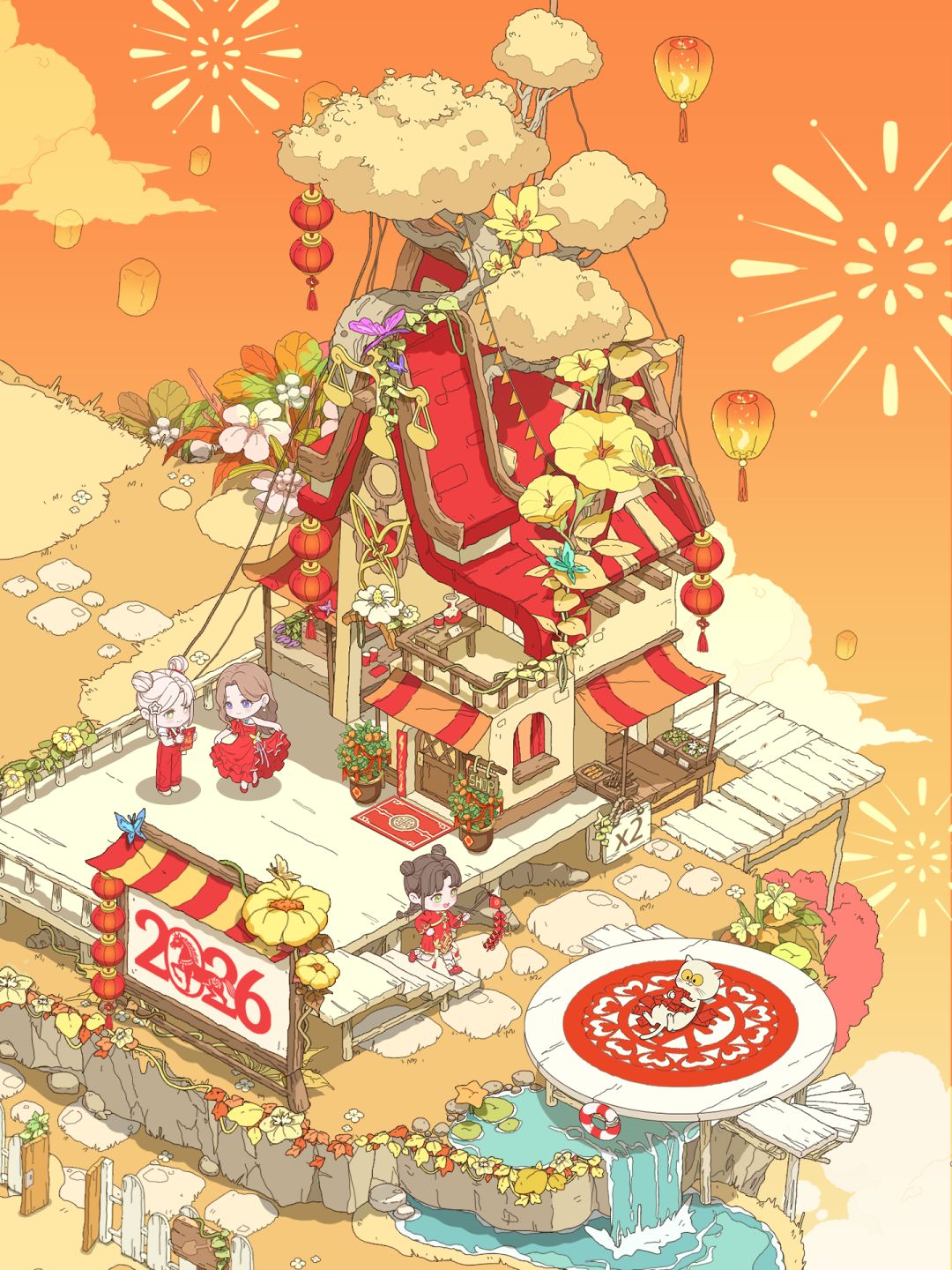送造景贴纸🎁大年初一接好运壁纸! 2