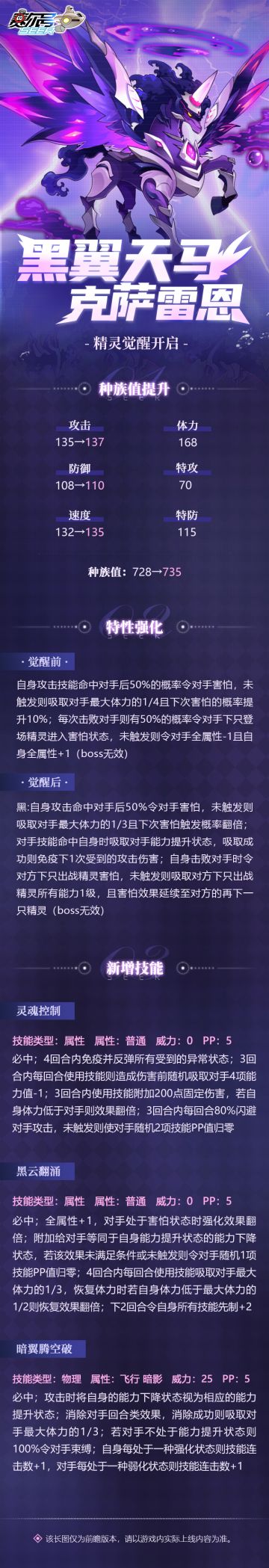 《赛尔号巅峰之战》黑翼天马·克萨雷恩精灵觉醒即将到来！