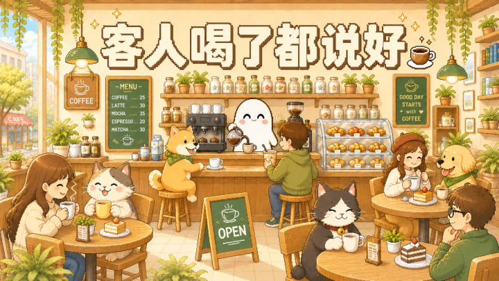 外星客人给予我1星好评!无氪无广9.7高分模拟经营,像素风咖啡馆截图