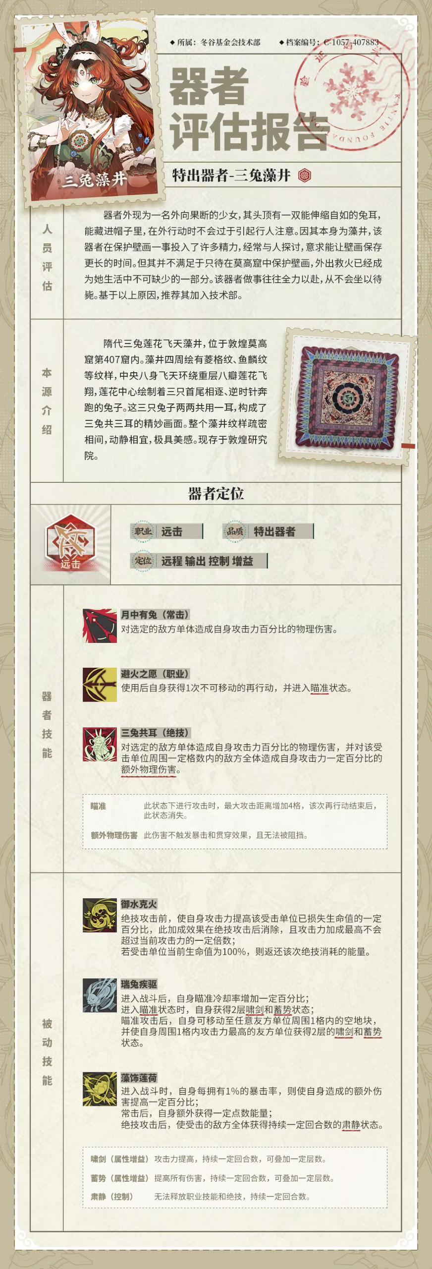 【更新】【三兔藻井】结合小道消息分析技能 2