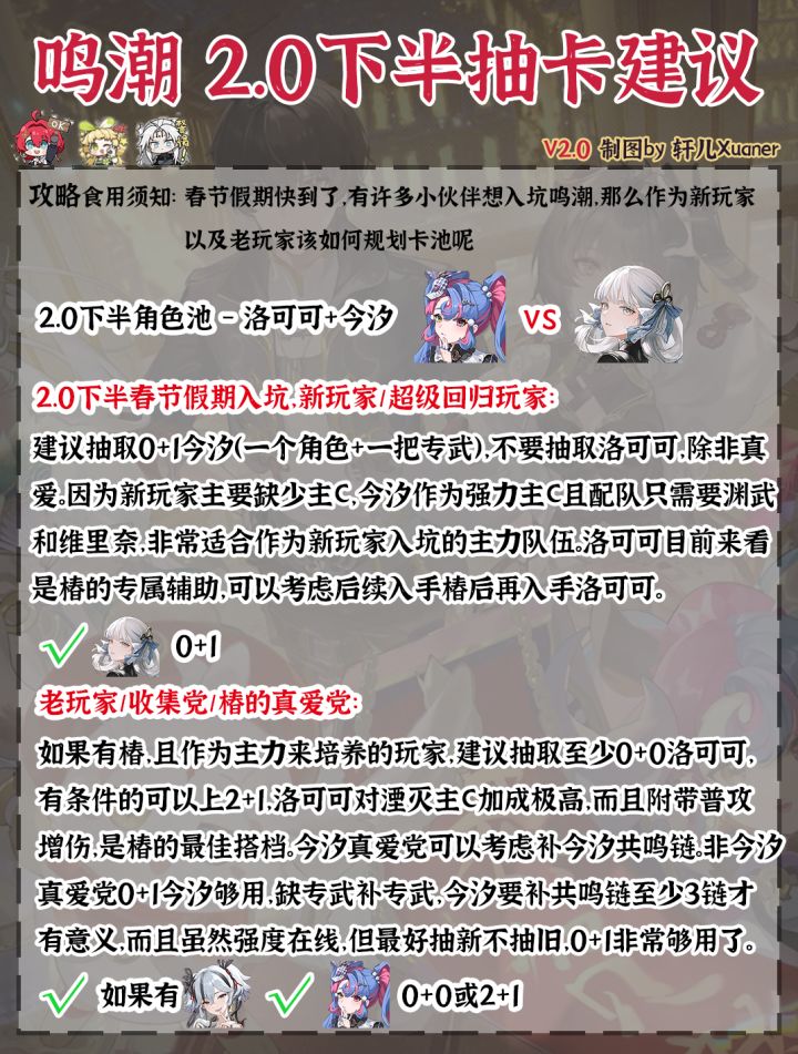 鸣潮V2.0下半抽卡建议截图