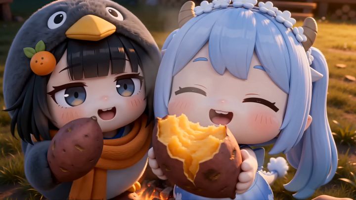 阿比&咕嘎:星临者你快来吃~这个红薯好甜!截图