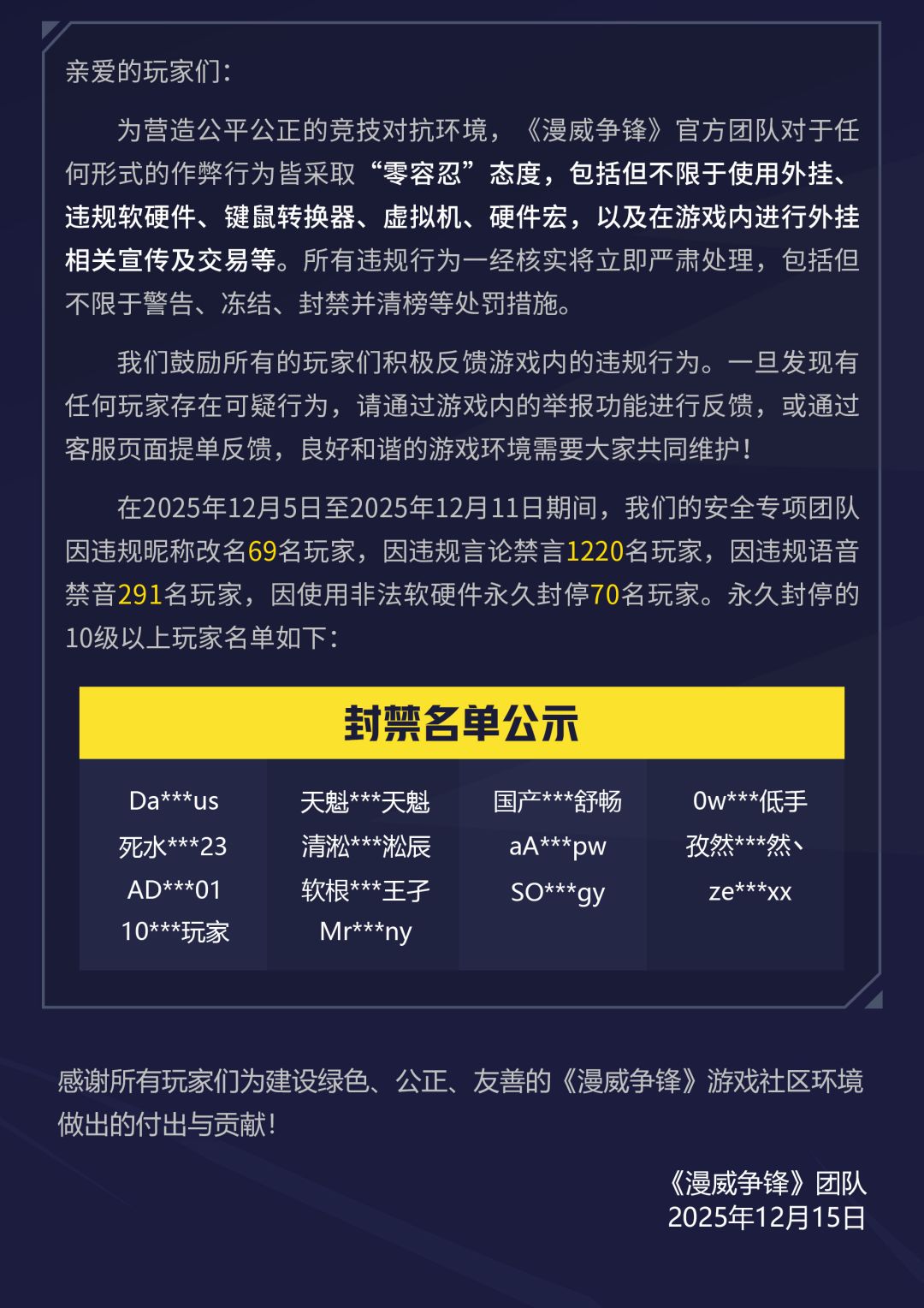 《漫威争锋》违规处罚公告 VOL.53 2