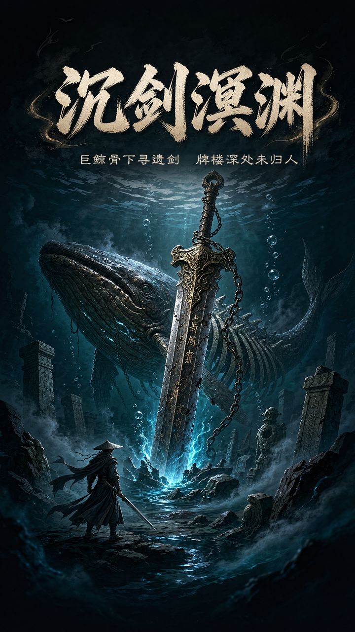 巨鲸骨下寻遗剑，牌楼深处未归人。截图