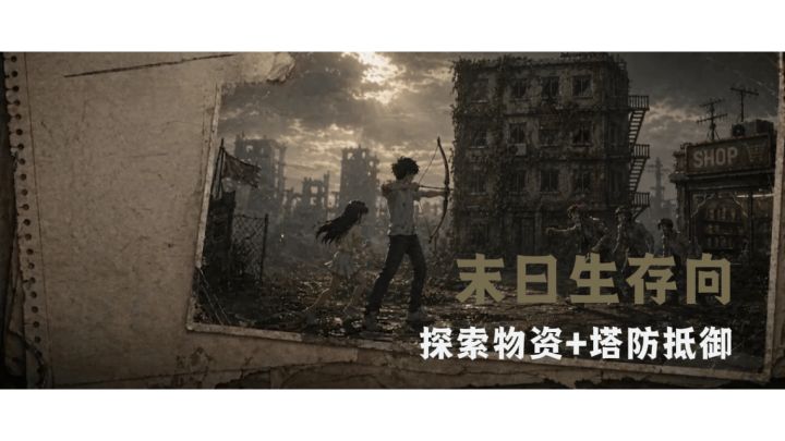 末日生存向游戏：白天探索获取物质！晚上塔防玩法抵御丧尸！截图