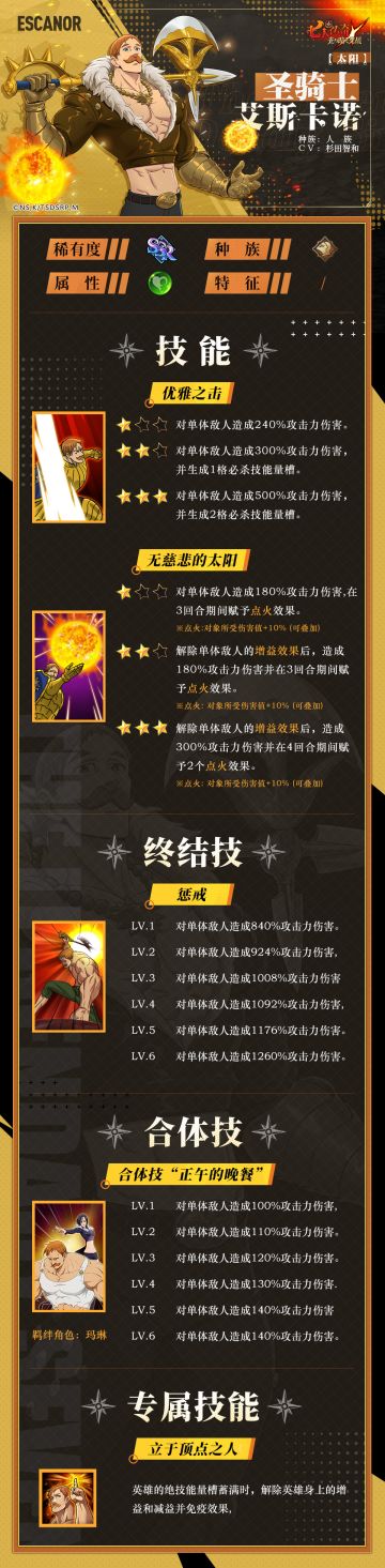 【太阳】圣骑士 艾斯卡诺 角色情报