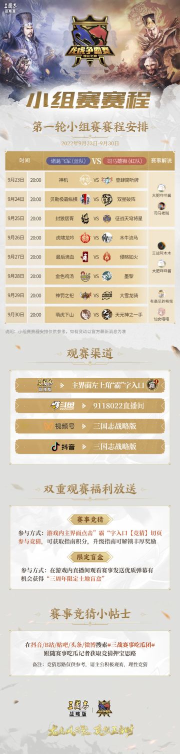 赛事竞猜宝典丨今晚8点赛事“揭幕战”正式打响，首轮小组赛赛程公布！