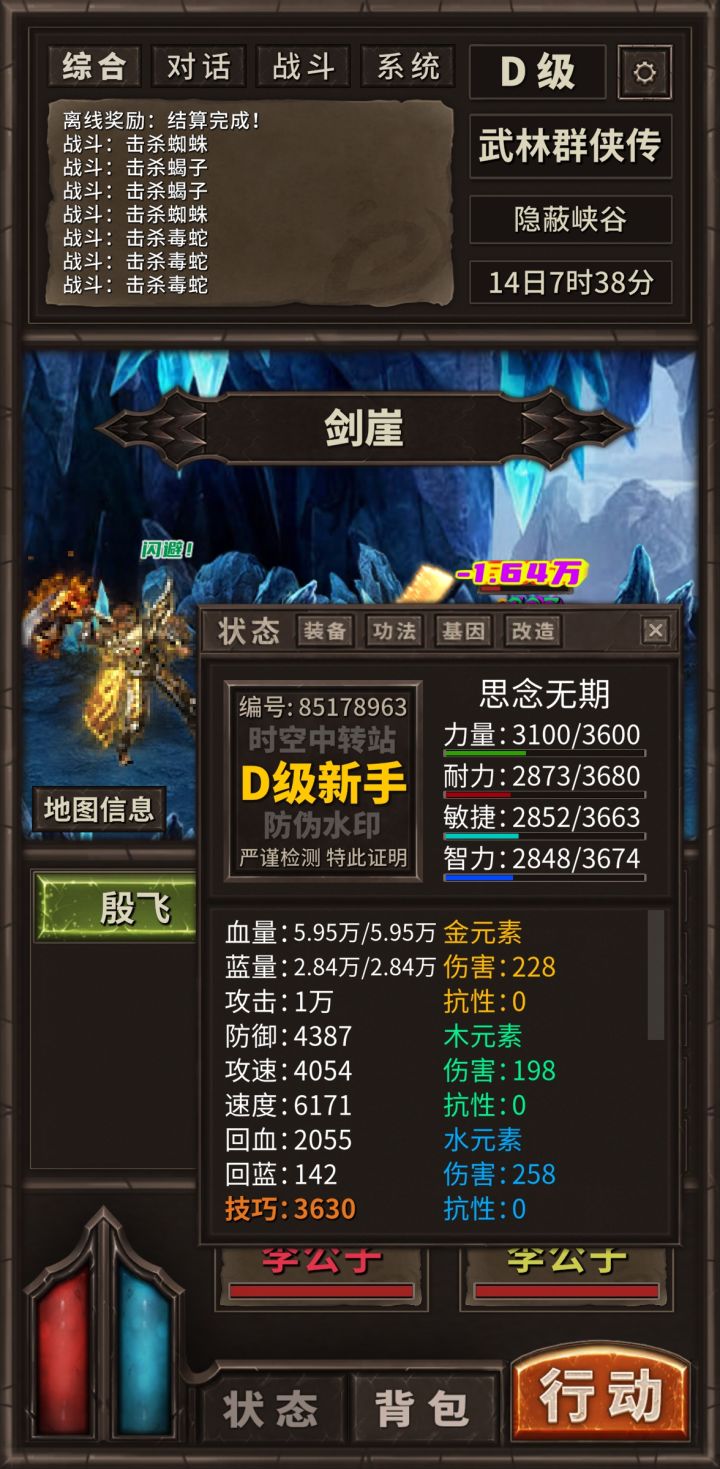 一身加力量装备 提前带独孤木剑截图