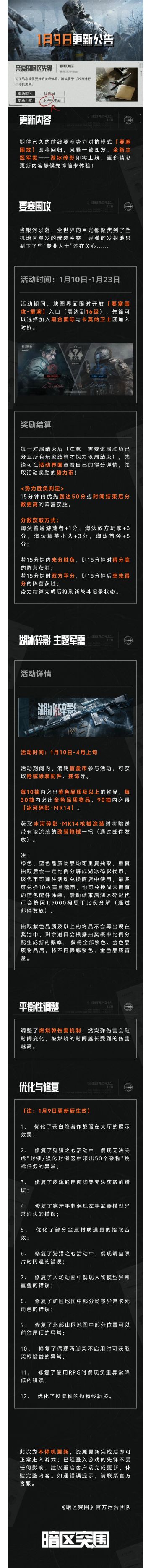 更新公告丨要塞围攻限时回归开放，全新主题军需湖冰碎影上线！