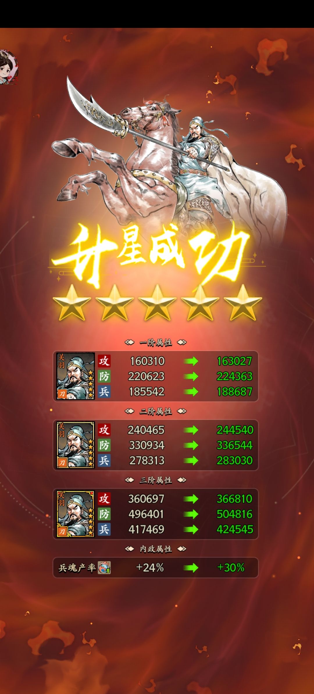 历时接近两坤月,喜提关羽满五星 3