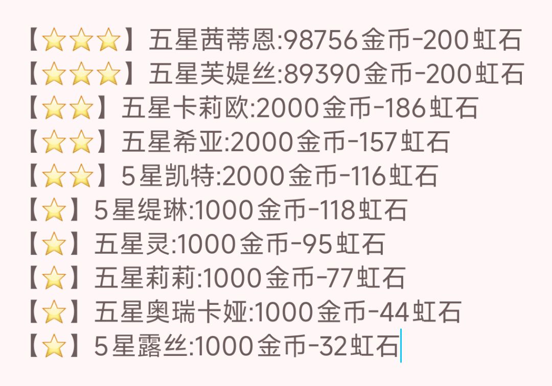 有小宝问五星后派遣有多少虹石【攻略】截图