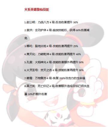 【封神攻略】各英雄散仙技能介绍