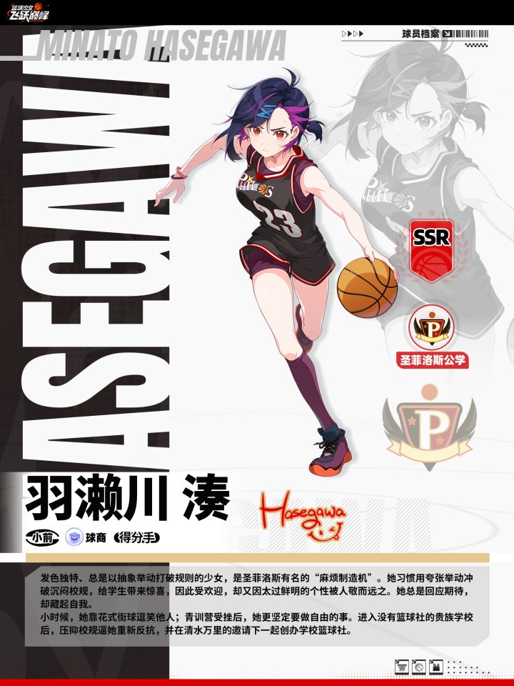 球员档案介绍丨羽濑川 湊截图