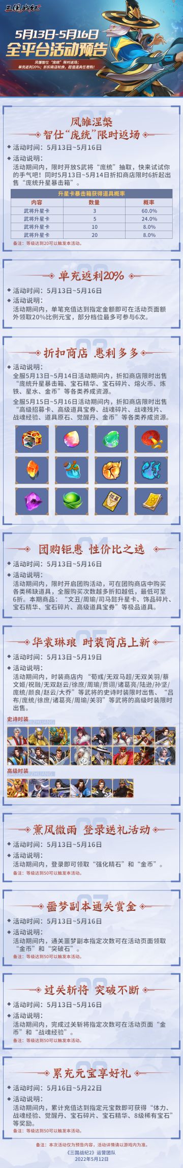 《三国战纪2》5月13日~5月16日全平台活动预告