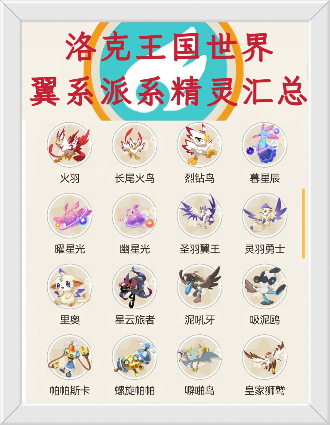 洛克王国世界翼系派系精灵汇总! 1