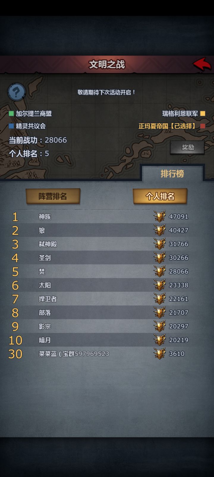 给大伙看看宝服的文明之战多好混分截图