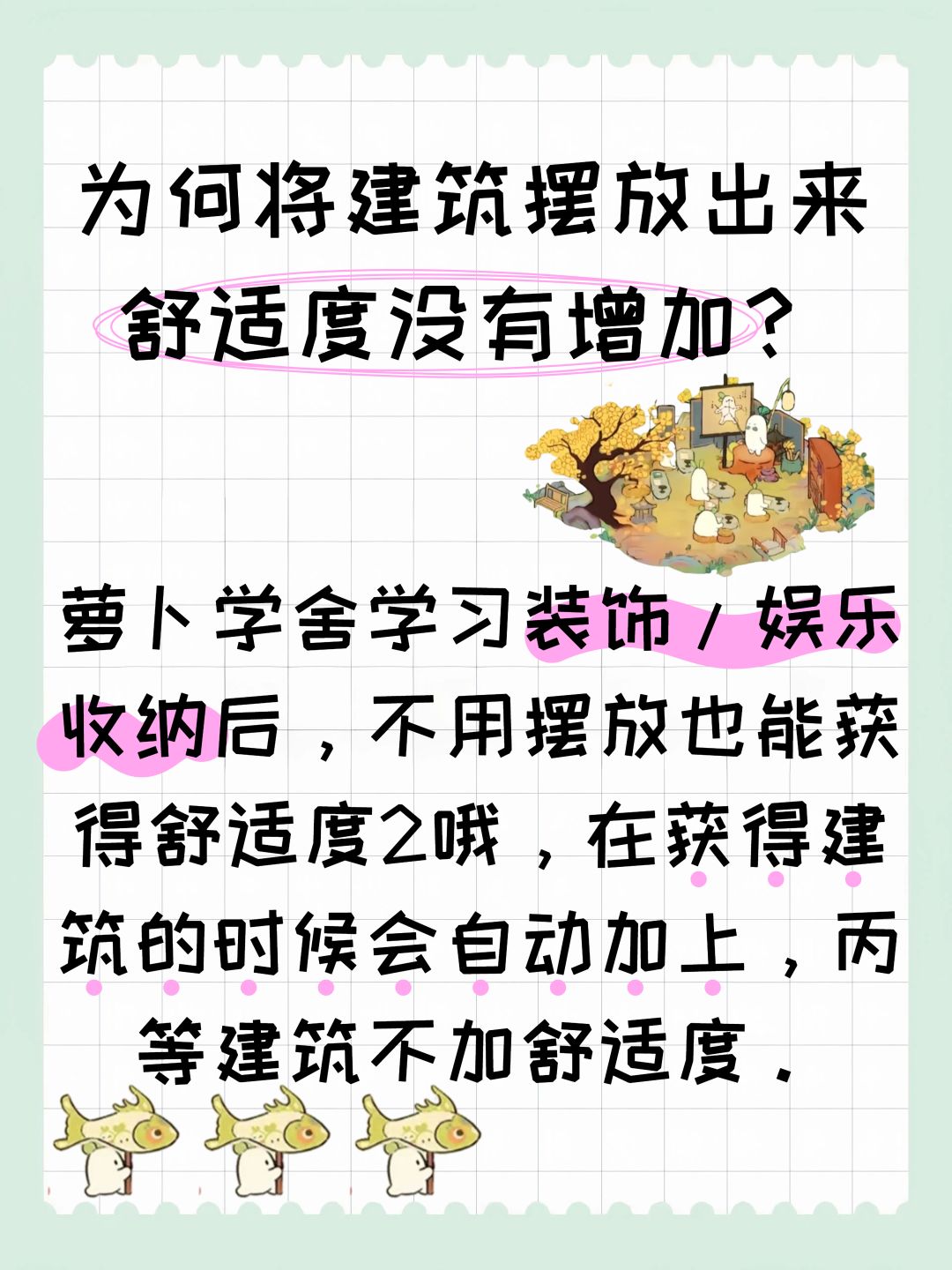 为何将建筑摆放出来，舒适度没有增加？ 2