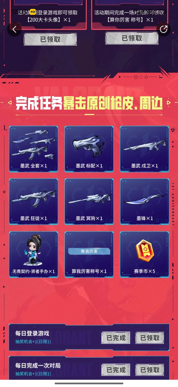 墨武抽奖活动没有抽奖按键。截图