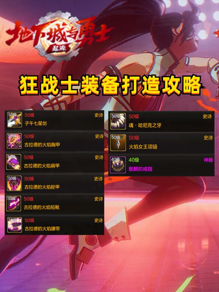 DNF手游:狂战士装备打造攻略,毕业型9件套,助你备战罗特斯!截图