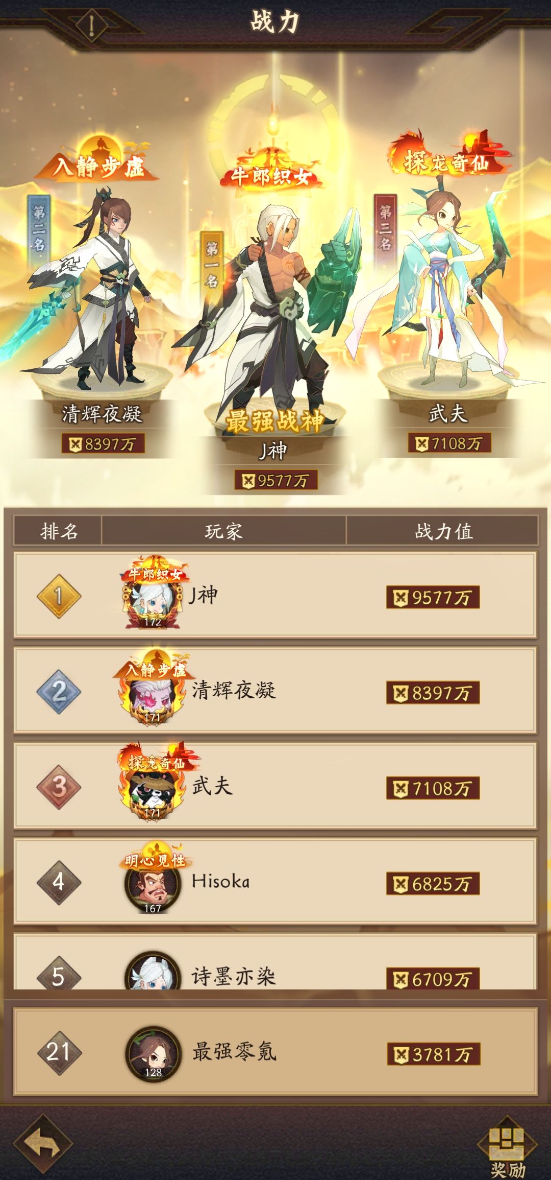 官服1区0氪第101天战力3781万 4