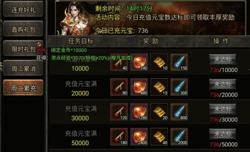 周二累充累消一览 2