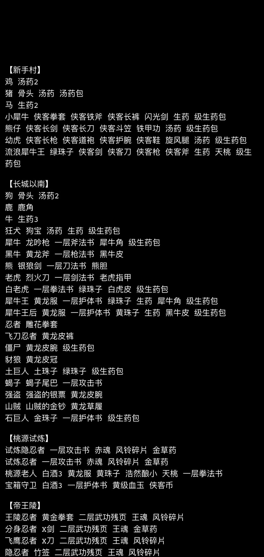 萌新参考攻略+掉落表 2