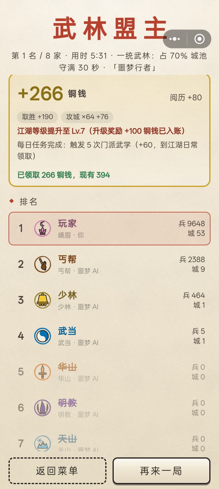 此次更新，峨眉派数值超标，简直无人能敌！！[表情_吃瓜]
需要优化平衡，
峨眉派比丐帮都更会生小兵[表情_看我的]截图