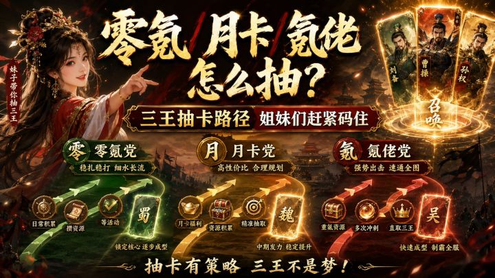 零氪/月卡/氪佬怎么抽?三王抽卡路径姐妹们赶紧码住!截图