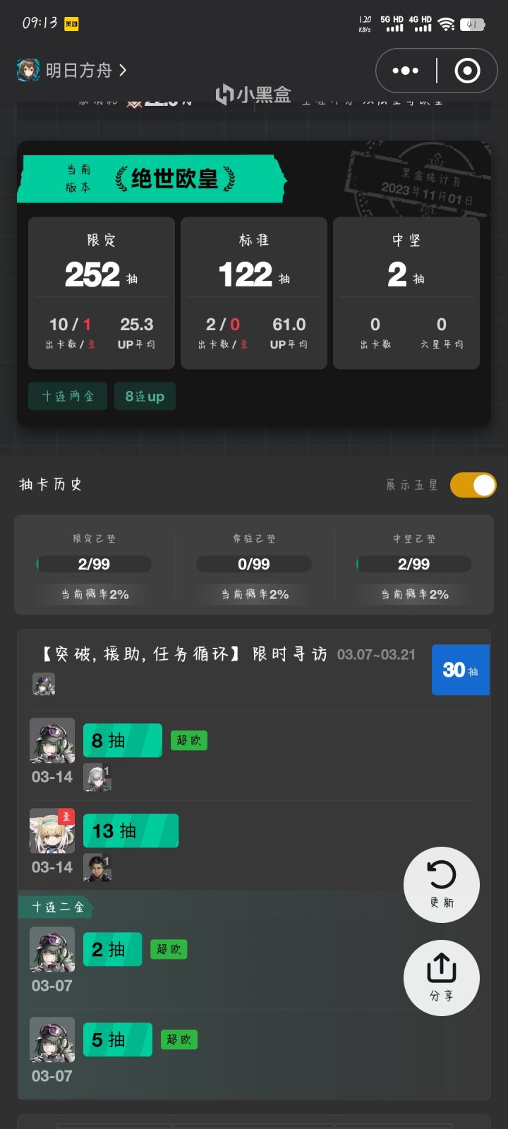 总结一下这次卡池截图