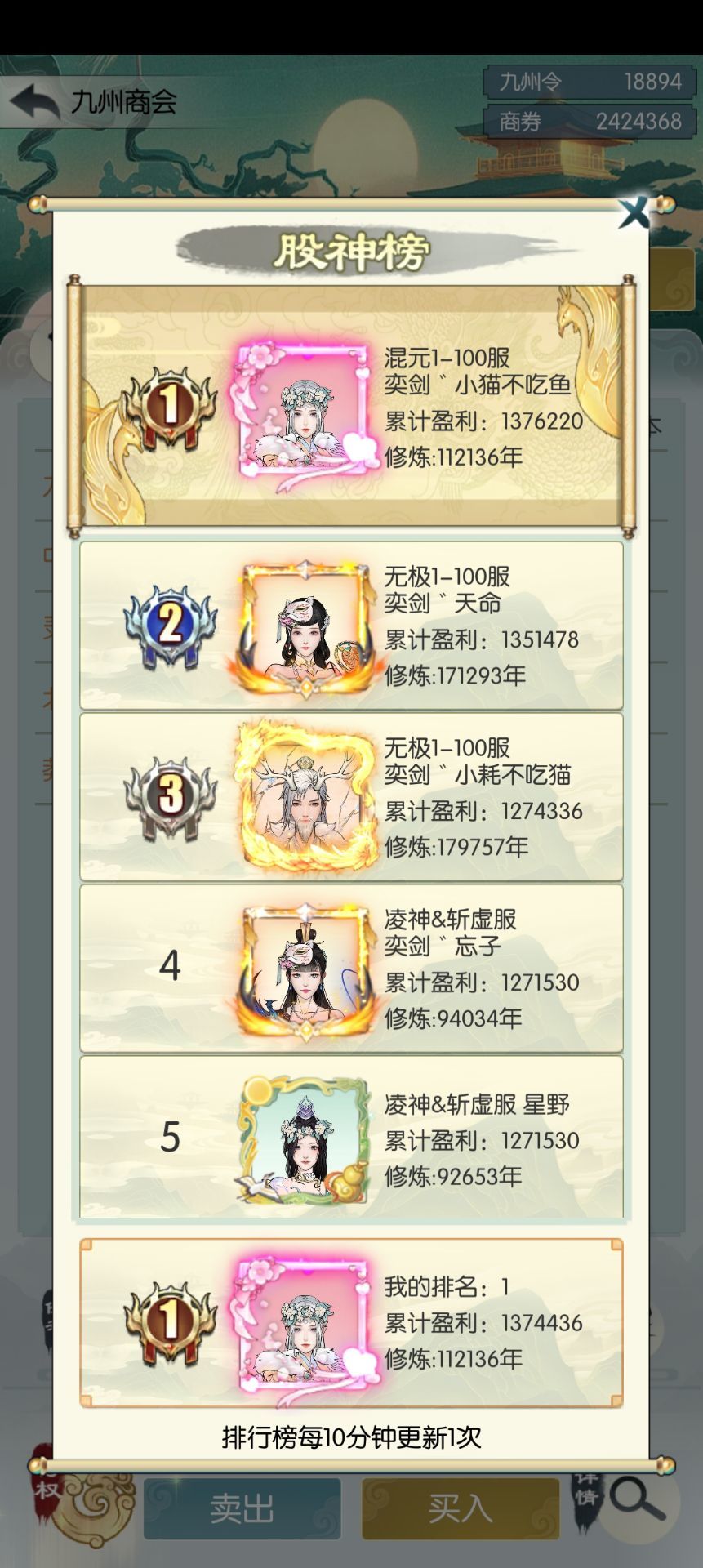 2025年奕剑股神榜封榜 2