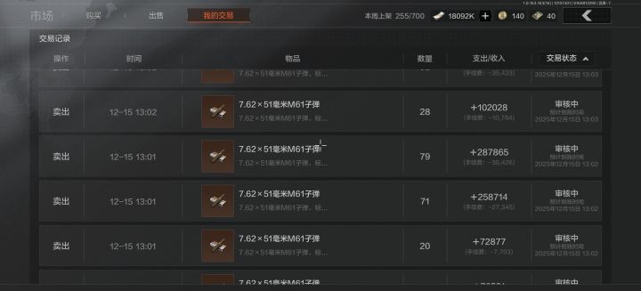 卖了400组61弹 仓库涨了50m截图