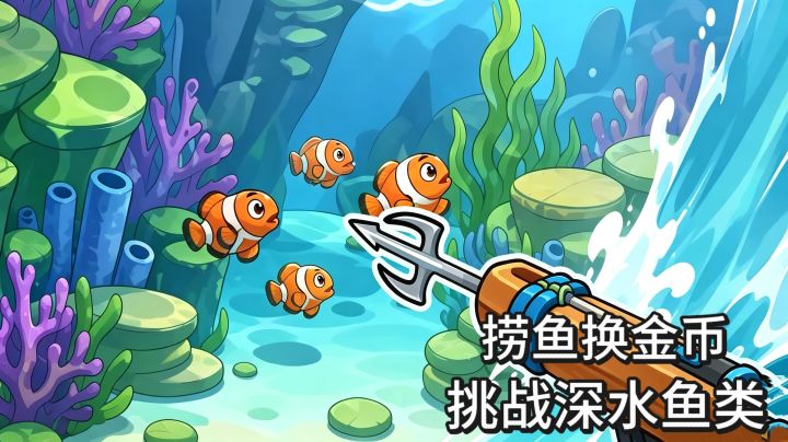 多海域用鱼叉捕捞生物，打磨主武器上缴金币截图