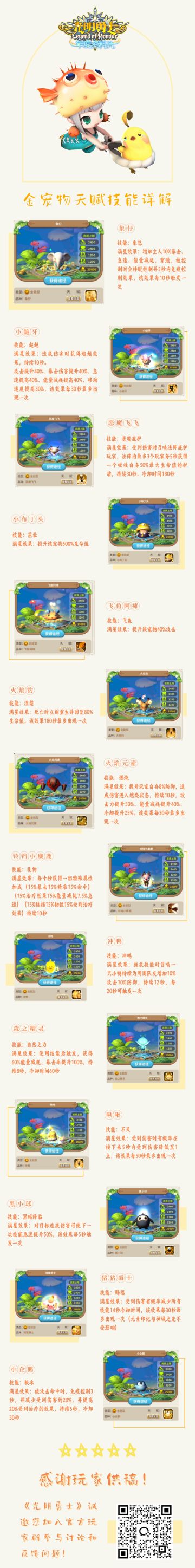 光明勇士小课堂——金宠物技能天赋详解攻略