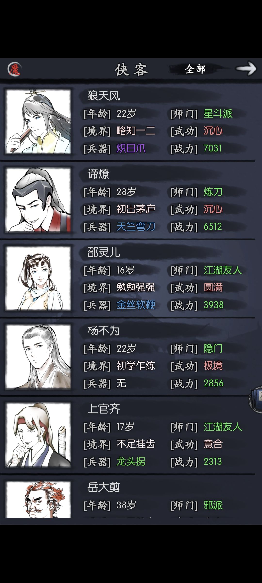 侠客有了!求大佬帮忙搭配一下阵容 4