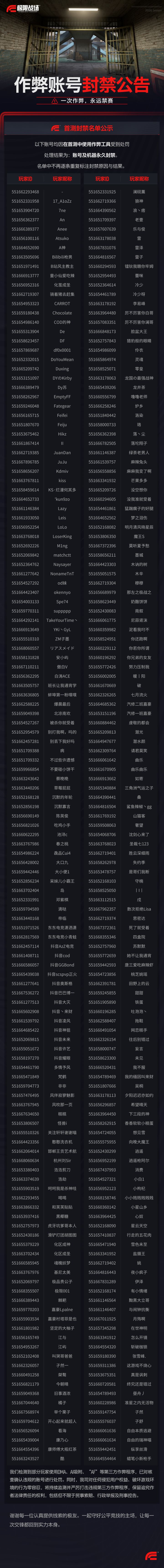 首测封禁公告:一次作弊,永远禁赛!截图