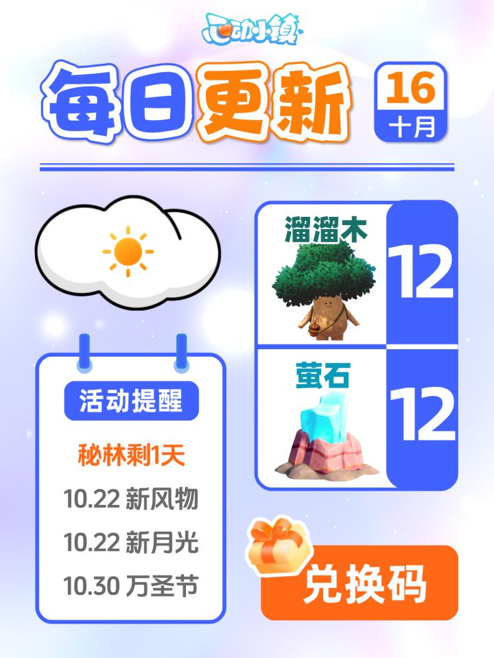 10月16日小镇日报溜溜木萤石兑换码 每日更新截图