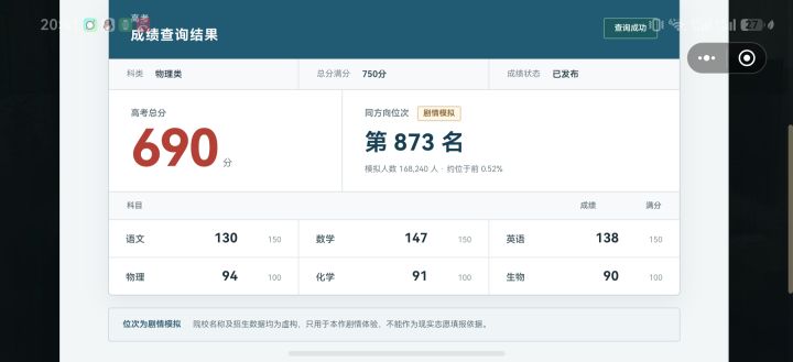 也算是圆了一场清北梦吧，还是很触动的，不过再来一遍就算了，游戏里都觉着累[心动小镇_不可以]截图