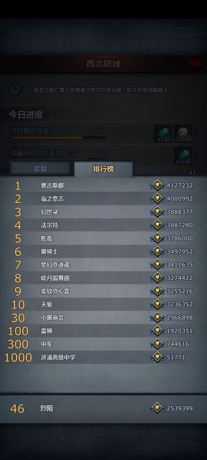 第一天没打,不知道明天能挤进30名吗?截图