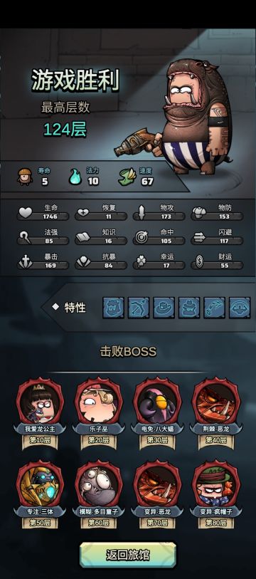 天赋：骑士之力，隐身，金币子弹
卡牌：力量宝石，自带宝石，大力，陷阱，献祭，9级会心，终极，猎人嗅觉，未来汽水，手套
宝物：力量，速度，血上限，暴击，各种伤害宝物#代号肉鸽