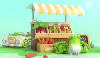 春日白菜狗飞车小剧场第三弹：蔬菜摊营业ing，售卖员白菜狗却遭意外“绑架”？